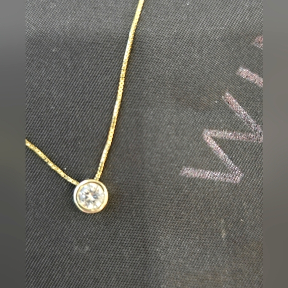 Isabella M 14K Gold Plated Sterling Silver Cubic Zirconia Pendant 16 +2 - Picture 1 of 7